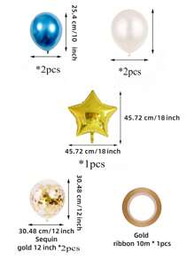 8 件墨蓝色五彩纸屑乳胶气球套装，配金色星形激光丝带，适用于生日派对毕业典礼、单身派对、周年纪念日、婚礼装饰、返校情人节 - 金色 - 查看 5