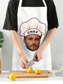 1 Piece DIY Photo Custom Apron, Customization,Waterproof Horizontal Weave Nylon Fabric With Photo Mom Men Women Customized Funny Pictures Chef Cooking Kitchen Apron Personalized Kitchen Waterproof Apron Custom Photo Logo Picture Name Chef Chef Apron Perfect For Mom Husband Girlfriend Girlfriend Boyfriend Father's Day - Multicolor - View 2