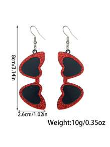 1 paire de boucles d'oreilles asymétriques en forme de cœur en acrylique, design charmant et passionné pour femmes