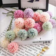 Set de 6 piezas/paquete de flores artificiales de crisantemo y hortensia en 3 colores mezclados, aptas para decoración del hogar, San Valentín, fiestas, Año Nuevo, ramos de boda y decoración - Multicolor - Ver 13