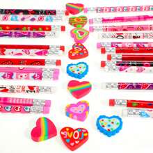 Set de 24/48/72 lápices surtidos para el Día de San Valentín con borradores con forma de corazón para regalos de San Valentín, regalos de intercambio, suministros para fiestas de San Valentín, regreso a clases