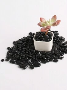 1pcs300/500/800g Decorative Pebbles, Black Polished Stones, Succulent Plants, Potted Plants, Green Plants, Small Stones, Flower Vases, Fillers, Balcony Fish Tanks, Landscaping, Rain Flower Stones