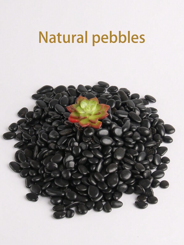 1pcs300/500/800g Decorative Pebbles, Black Polished Stones, Succulent Plants, Potted Plants, Green Plants, Small Stones, Flower Vases, Fillers, Balcony Fish Tanks, Landscaping, Rain Flower Stones