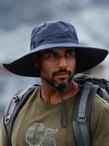 Sombrero de pesca de protección solar neutro, sombrero de cubo de protección solar, adecuado para senderismo y pesca, actividades al aire libre, sombrero plegable de ala grande con protección UV, estilo vaquero occidental para sombrear para hombre y mujer, gorra con cordones para el sol, sombrero de montañismo - Caqui - Ver 7