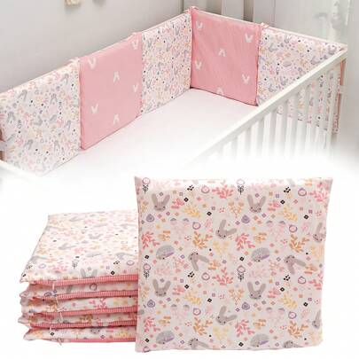 6 piezas Barandilla de cuna de bebé con diseño de dibujos animados lindos, accesorios de protección de cama de bebé, barandilla antichoque removible y lavable, regalo pensado para bebé