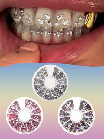 novani 12 Grid Mini Resin Special-Shaped Tooth Decoration Kit, Creative DIY Jewelry Dental Gemstones Suitable For Parties, Festival Accessories