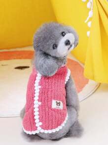 柔软温暖的针织无袖狗/猫毛衣，舒适的狗和猫宠物服装，适合所有季节，秋冬季