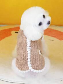 柔软温暖的针织无袖狗/猫毛衣，舒适的狗和猫宠物服装，适合所有季节，秋冬季