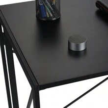 DAWOO Folding Computer Table, 100x50x75cm Folding Desk Home Office Laptop Desk For Small Spaces Modern Simple Style PC Table Coffee Table Writing Small Desk, Metal Frame, Black - Black - View 2