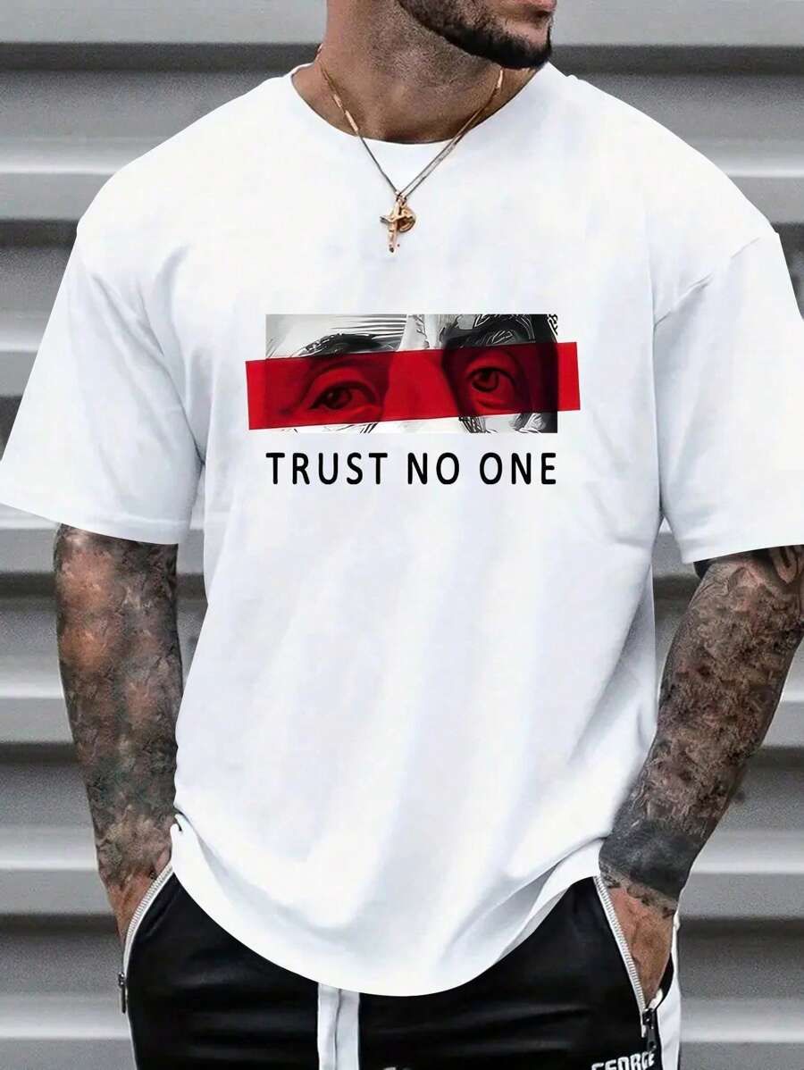 Fashion Letter Pattern Men's T-Shirt Pure Cotton Skin Comfortable Trend, Suitable For Sports Out At Home Suitable For Lovers Loved Ones