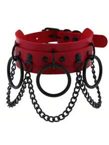 1 件朋克风格可调节心形皮革颈链，性感项圈项链适合女性、男性和中性，适合日常、节日、派对、圣诞节、情人节、狂欢节、妈妈、母亲、母亲节、礼物 - 紅色 - 查看 14