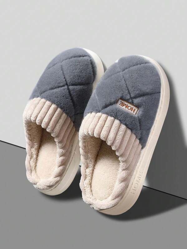 Chinelos quentes com forro térmico para mulheres, outono/inverno, antiderrapantes, uso interno/externo, elegantes sem cadarço