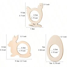10pcs Easter Wooden Napkin Rings Bunny, Chicken And Elephant Design DIY Party Home Decor Tableware Accessories - Multicolor - View 3