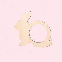 10pcs Easter Wooden Napkin Rings Bunny, Chicken And Elephant Design DIY Party Home Decor Tableware Accessories - Multicolor - View 5