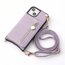 Planner-Style Shoulder Strap Crossbody Phone Case With Ring Compatible With Iphone, Women Elegant Water-Resistant Anti-Drop Adjustable Shoulder Strap Phone Wallet With Card Slots And Zipper Pouch, Gift