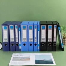 A4 Size Plastic File Storage Box, Thick PP Material, Large Capacity Document Folder, 55mm Width, Office Supply - Multicolor - View 2