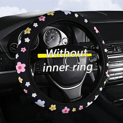 38cm/15inch Universal Cute Floral Steering Wheel Cover, Non-Slip Car Interior Accessory, Fits Most Vehicles,Car Accessories