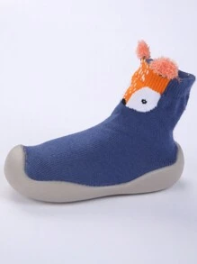 1 Pair Children's Non-Slip Silicone Soft Bottom Indoor Baby Walking Shoes, Cute Cartoon Animal Design, Breathable Infant Socks - Blue - View 4