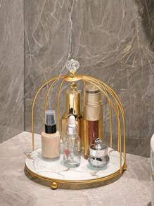 1 pieza Estantería de almacenamiento con forma de jaula de pájaros, organizador de doble capa para polvos compactos, arte de uñas y cosméticos, bolsa de almacenamiento para el baño, decoración de habitación, bolsas, bolsa de maquillaje, tocador, viaje, bolsa de maquillaje, artículos de viaje esenciales, organizador, almacenamiento, artículos de viaje esenciales, organizador de maquillaje, bolsas de maquillaje, bolsa de aseo, organizador de escritorio, bolsa de cosméticos, bolsa de maquillaje, organizador de maquillaje, accesorios de tocador, bolsa de maquillaje, bolsas de maquillaje, joyero, bolsa, soporte para brochas de maquillaje, soporte para brochas, organizador de perfumes, bolsa, regalos para mujeres, regalos de Navidad, ideas de regalo para mujeres, decoración de habitación - Blanco - Ver 9