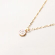 1pc Initial Letter A-Z Pendant Necklace, Gold Color Disc Charm Necklace, Suitable For Birthday, Mother's Day, Valentine's Day, Daily Wear Valentines,Mom,Mother,Mother's Day,Gift