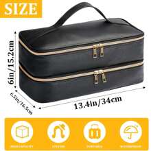 双层美发工具旅行箱，带吹风机包，大容量美发工具旅行箱，吹风机收纳盒，卷发棒旅行收纳包，旅行箱，双层收纳盒，美发工具收纳包，造型器及配件收纳包，时尚收纳盒。送给朋友、家人、伴侣、家庭必备品、旅行必备品、大学宿舍必备品的理想礼物。化妆包，化妆包，化妆品收纳包，化妆品收纳包，化妆品收纳，返校用品 - 黑色 - 查看 5