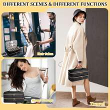 双层美发工具旅行箱，带吹风机包，大容量美发工具旅行箱，吹风机收纳盒，卷发棒旅行收纳包，旅行箱，双层收纳盒，美发工具收纳包，造型器及配件收纳包，时尚收纳盒。送给朋友、家人、伴侣、家庭必备品、旅行必备品、大学宿舍必备品的理想礼物。化妆包，化妆包，化妆品收纳包，化妆品收纳包，化妆品收纳，返校用品 - 黑色 - 查看 6