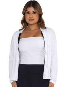 Clear Waters Women's Casual Blouse Winter Blouse Minimalist Coat Walking Zipper Jacket Long Sleeve Cold Knit Fitness Fashion Women - White - View 2