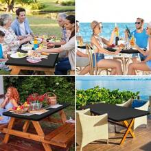 LMETJMA Rectangle Tablecloth Elastic Fitted Tablecloths 6 Ft Tables Washable Folding Polyester Table Cover JT898