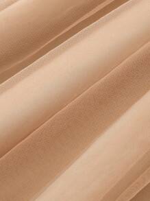 Young Girl' Solid Color Collared Sleeveless Mesh Dress With Woven Belt