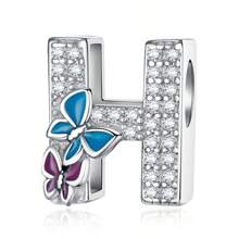 Easvnya Silver Butterfly Cubic Zirconia Letter A-Z Pendant, Suitable For Handmade Bracelet Necklace Minimalist Fashionable Jewelry DIY, Women Birthday Party Gift