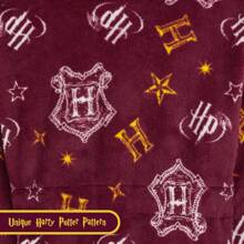 Harry Potter Dressing Gown Gryffindor Slytherin Soft Fleece Robe - Red - View 4