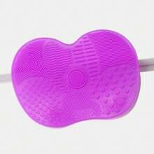 1pc Silicone Apple Shaped Brush Cleaning Mat With Suction Cup, Portable Makeup Brush Cleaner