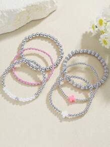 12 件套波西米亚风格串珠手链女士防褪色金手链叠戴首饰套装回形针十字架仿珍珠手链套装可叠戴首饰生日圣诞礼物 2024