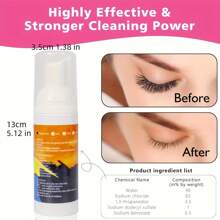 SRCKFIZ 睫毛洗发水 60ML 睫毛延长清洁剂带 2 件刷子睫毛清洁套装睫毛洗发水用于去除灰尘油适用于睫毛清洗浴沙龙和家庭使用 - 白色 - 查看 6