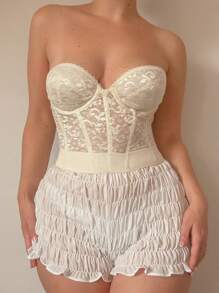 Women Summer Bloomers Shorts Solid Color High Waist Tiered Bodycon Short Pants For Spring Streetwear - White - View 2