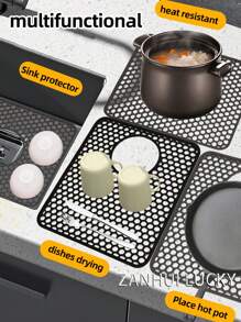 厨房水槽保护垫、水槽垫、不锈钢水槽底部网格硅胶厨房水槽垫、耐热垫 - 彩色 - 查看 6