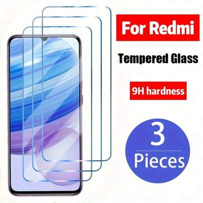 3 peças de vidro temperado de tela HD compatível com Redmi 13 Note 10 12T Note 12 A2/A1 Note 9T Note 9T 12 A3x Note 9 Pro presente para aniversário, família, amigos protetor de tela de telefone, acessórios de telefone à prova d'água à prova de choque antiqueda resistente a arranhões e impressão digital capa completa