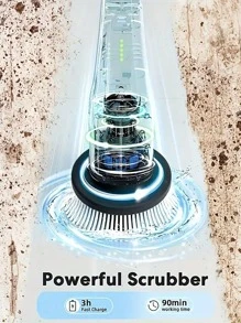 1 无线电动旋转清洁器 - USB 充电，7 至 9 个可更换刷头，双速，可拆卸伸缩手柄，电池电量指示器，适用于厨房/客厅/浴室清洁，锂电池供电，七合一和九合一家用清洁产品