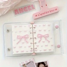 Bộ bìa cứng trong suốt M5 A8 có nơ hồng, ngăn chia hình ảnh, lịch, túi đựng đồ, trang bên trong, phong bì, nhiều trang bổ sung, đồ dùng văn phòng phẩm phù hợp cho sổ kế hoạch album ảnh, sổ tay kế hoạch tiết kiệm, thử thách, lập kế hoạch ngân sách - Hồng - Xem 8