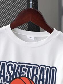 Tween Boys' Letter & Basketball Print Short Sleeve T-Shirt - White - View 3