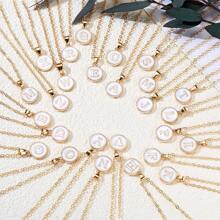 1pc Initial Letter A-Z Pendant Necklace, Gold Color Disc Charm Necklace, Suitable For Birthday, Mother's Day, Valentine's Day, Daily Wear Valentines,Mom,Mother,Mother's Day,Gift