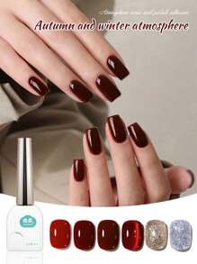 1 件 12ml 勃艮第猫眼指甲油凝胶，LED/UV，适合家庭和沙龙美甲、DIY、日常使用、秋冬季、圣诞节 - 紅色 - 查看 2