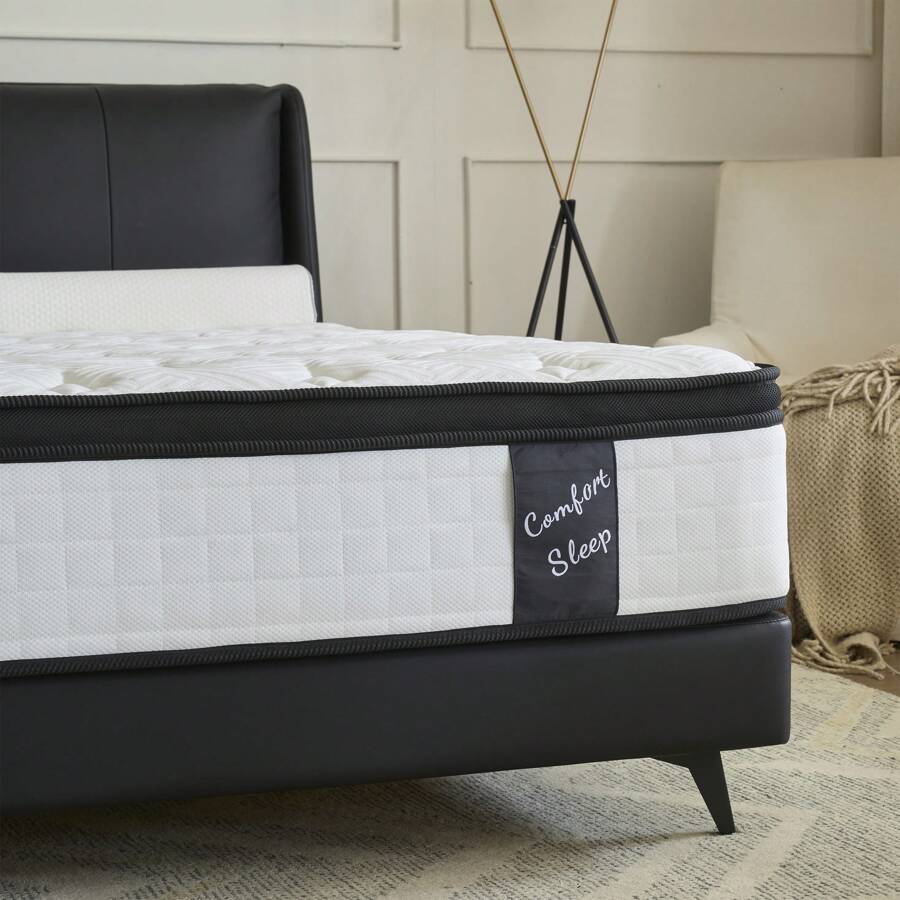 1Piece 12 Inch Hybrid Mattress With Memory Foam & Heavier Coils, Ergonomic Design For Pressure Relief, Medium Firm Feel - Full - View 1