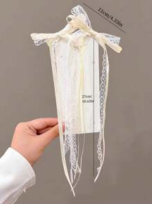 2pcs Lace Bow Hair Clips, Ribbon Tie Barrettes For Braids, Cute Kawaii Streamers For Pigtails, Korean Hair Accessories Valentines Claw Clips, School Stuff, Elegant, College, Winter Outfit For Women, Bows