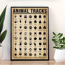 1 Pieza de Arte de Pared de Gráfico de Huellas de Animales Vintage - Perfecto para Decoración del Hogar y Decoración de Habitaciones - Póster Impreso en Lienzo, Sin Marco - transparente - Ver 9
