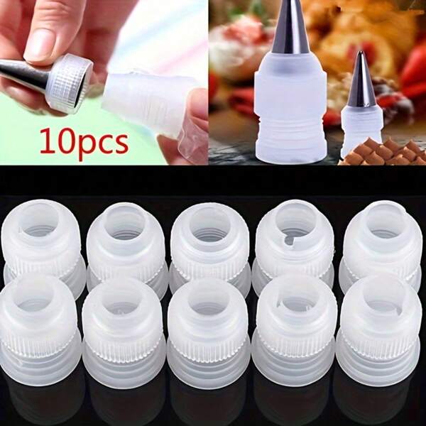 10pcs Plastic Cake Decorating Connectors, Pastry Bag Couplers For Baking And Decorating Kitchen Tools