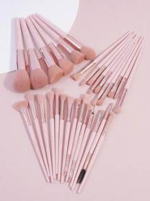 MAANGE 30Pcs Professional Makeup Brush With Velvet Bag, Blush Brush, Foundation Brush, Eyeshadow Brush, Blending Brush, Highlighting Brush, Eyeliner Brush, Eyebrow Brushes,Makeup Tool With Soft Fiber For Easy Carrying,Brush For Travel,Gifts For Women&Girls - 粉色 - 查看 2