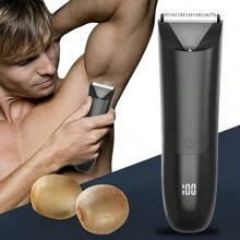 Men's Body Trimmer, Electric Shaver, Electric Inguinal And Hair Trimmer, Ceramic Blade Male Hygiene Shaver Trimmer, Full Body Beauty Battery Capacity 500mAh - Black - View 3