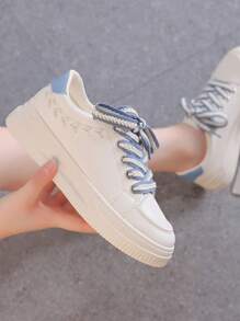 Women's White Shoes 2025 New Spring/Summer Version, Korean Style Versatile Casual Ins Minimalist Ladies Shoes, Student Thick-Sole Sneakers, Increased Height Thick-Sole Casual Shoes, Female Shoes, Women's Sports Shoes, Red Loafers, Burgundy Flat Shoes, Blue Shoes, Ladies Tennis Shoes, Pink Bow Heart Woven Shoes, Solid Color Fashion Women's Shoes, Cute Bohemian Holiday Style