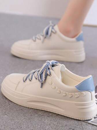 Women's White Shoes 2025 New Spring/Summer Version, Korean Style Versatile Casual Ins Minimalist Ladies Shoes, Student Thick-Sole Sneakers, Increased Height Thick-Sole Casual Shoes, Female Shoes, Women's Sports Shoes, Red Loafers, Burgundy Flat Shoes, Blue Shoes, Ladies Tennis Shoes, Pink Bow Heart Woven Shoes, Solid Color Fashion Women's Shoes, Cute Bohemian Holiday Style
